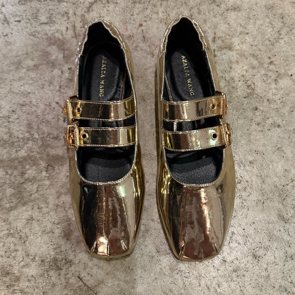 Akira Azalea Wang Kimberlie Gold Ballet Flat - Brand New! - Picture 6 of 12